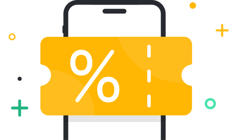 yellow discount coupon on a phone screen